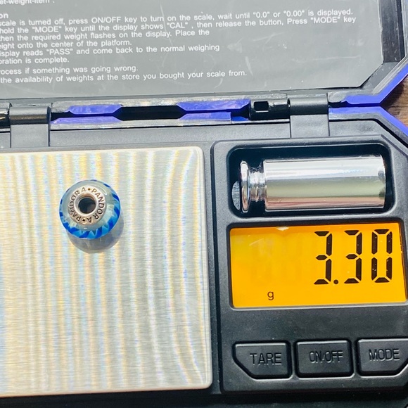 EUC Pandora 790611 Striped Teal & Blue Murano Glass Charm - Picture 10 of 10